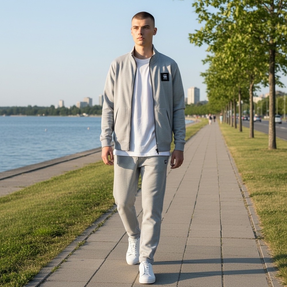 G-Star Raw Men's Zip Through Track Tweet-er Long Sleeve Sweatshirt Gray Size XL‎